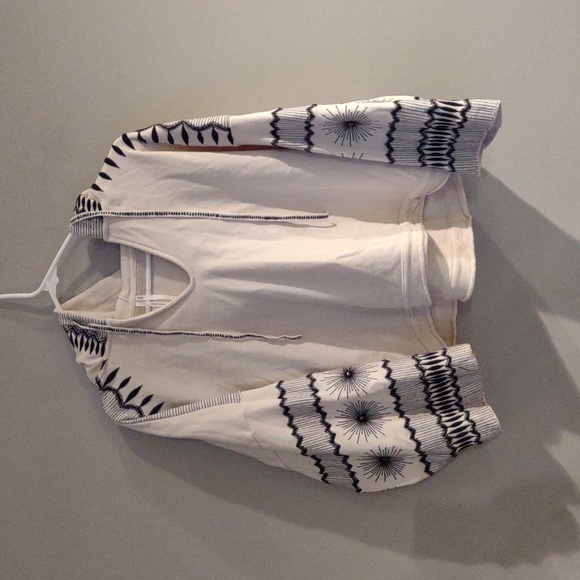 Anthropologie womens medium oversized slouchy cream embroidered hoodie top - Picture 1 of 5